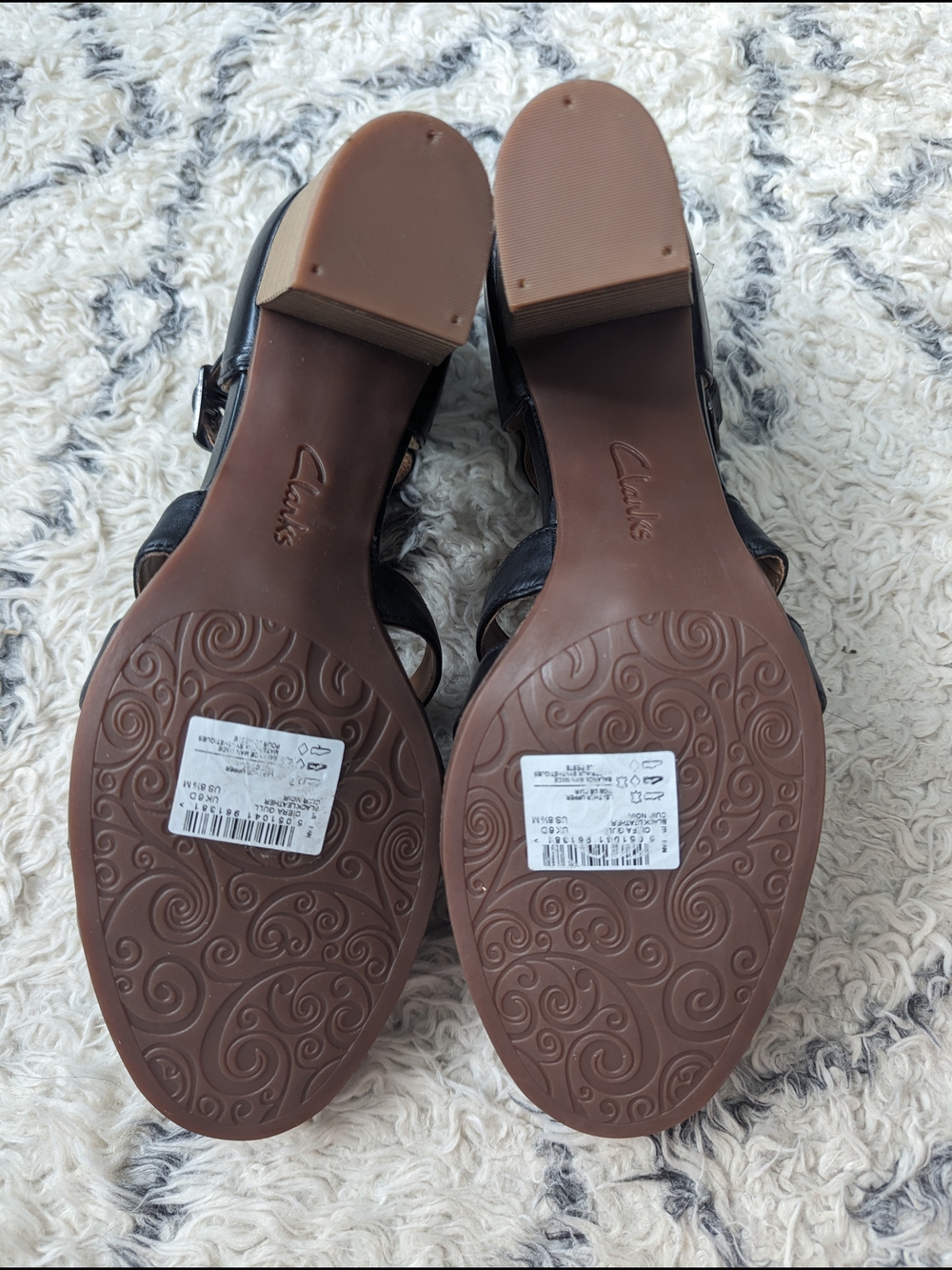 Clarks Artisan Black Strappy Leather High Heels - Picture 6 of 10